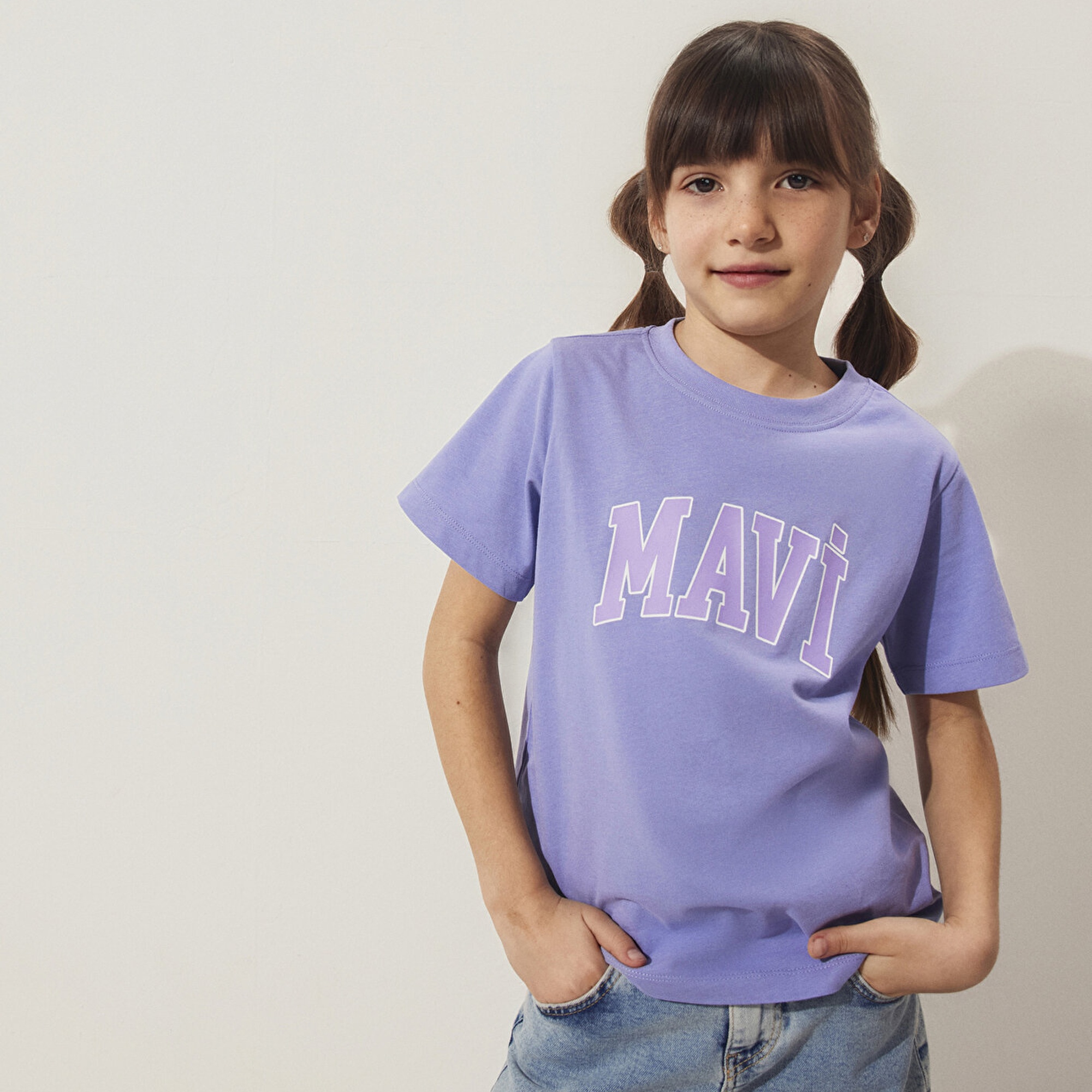 Mavi Mavi Logo Baskılı Mor Tişört Regular Fit / Normal Kesim 7610109-70541