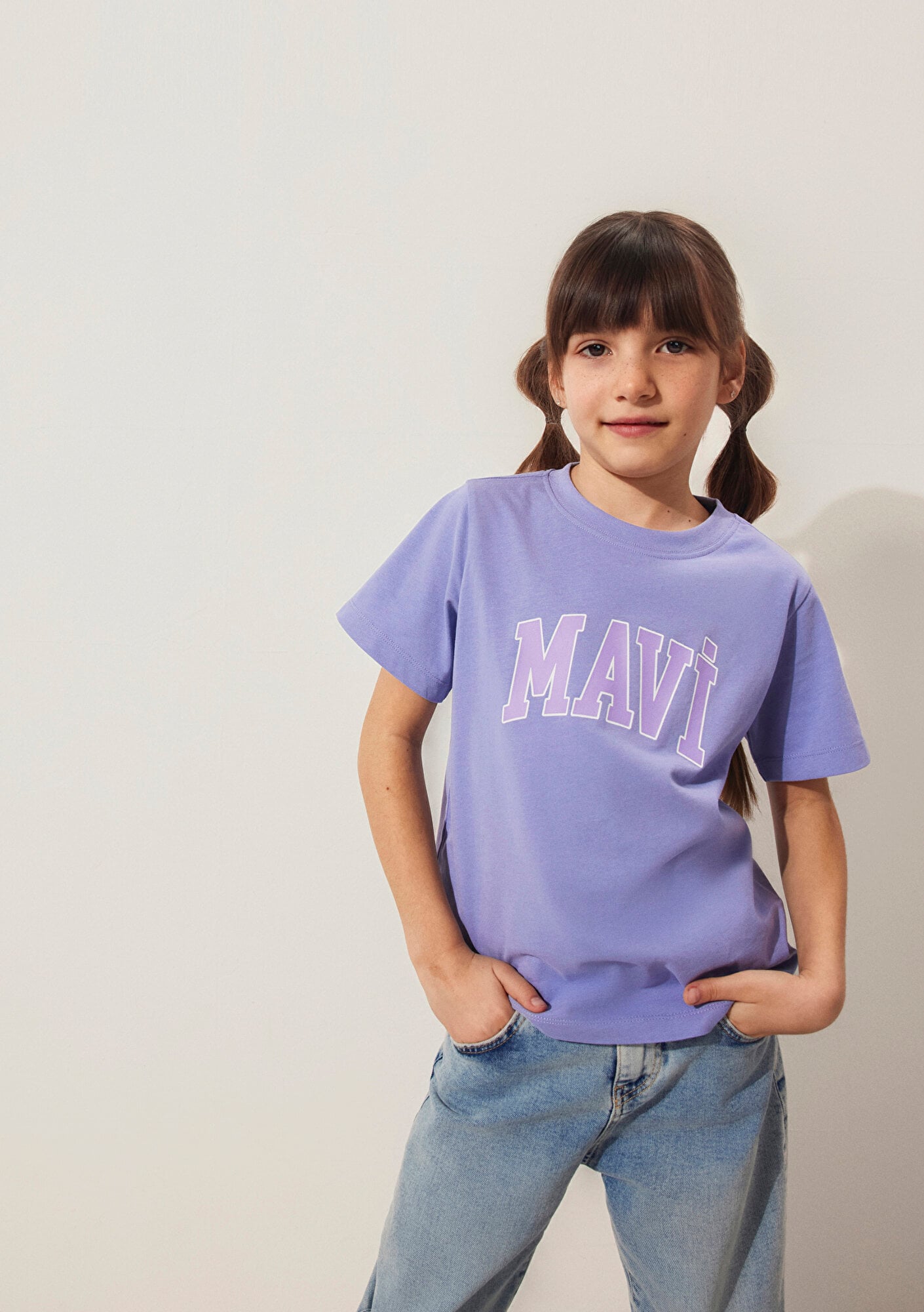  Mavi Mavi Logo Baskılı Mor Tişört Regular Fit / Normal Kesim 7610109-70541