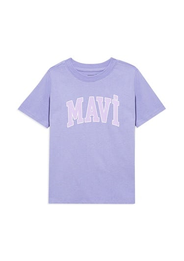  Mavi Mavi Logo Baskılı Mor Tişört Regular Fit / Normal Kesim 7610109-70541
