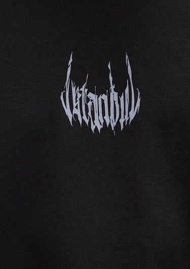  Mavi İstanbul Baskılı Siyah Tişört Oversize / Geniş Kesim 0611865-900