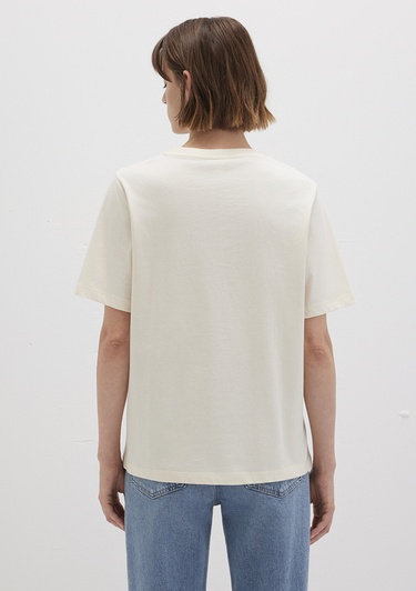  Mavi Mavi Logo Baskılı Bej Tişört Regular Fit / Normal Kesim 1611990-70008