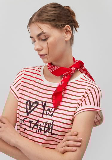  Mavi Baskılı Kırmızı Bandana 1911810-82580