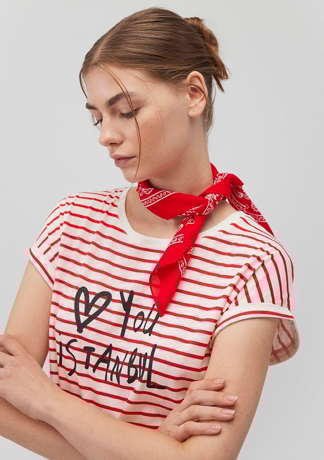  Mavi Baskılı Kırmızı Bandana 1911810-82580