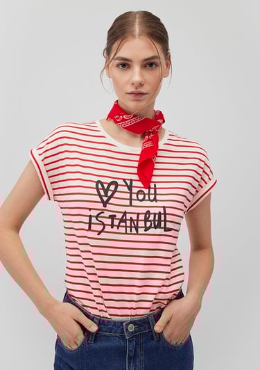  Mavi Baskılı Kırmızı Bandana 1911810-82580