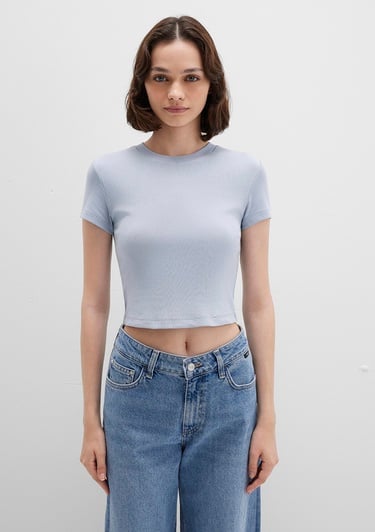  Mavi Mavi Basic Crop Tişört Crop / Kısa Kesim 1600814-85385