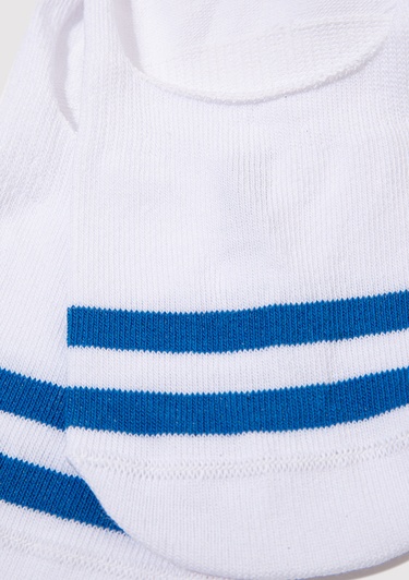  Mavi Çizgi Detaylı Beyaz Babet Çorap 0911124-620