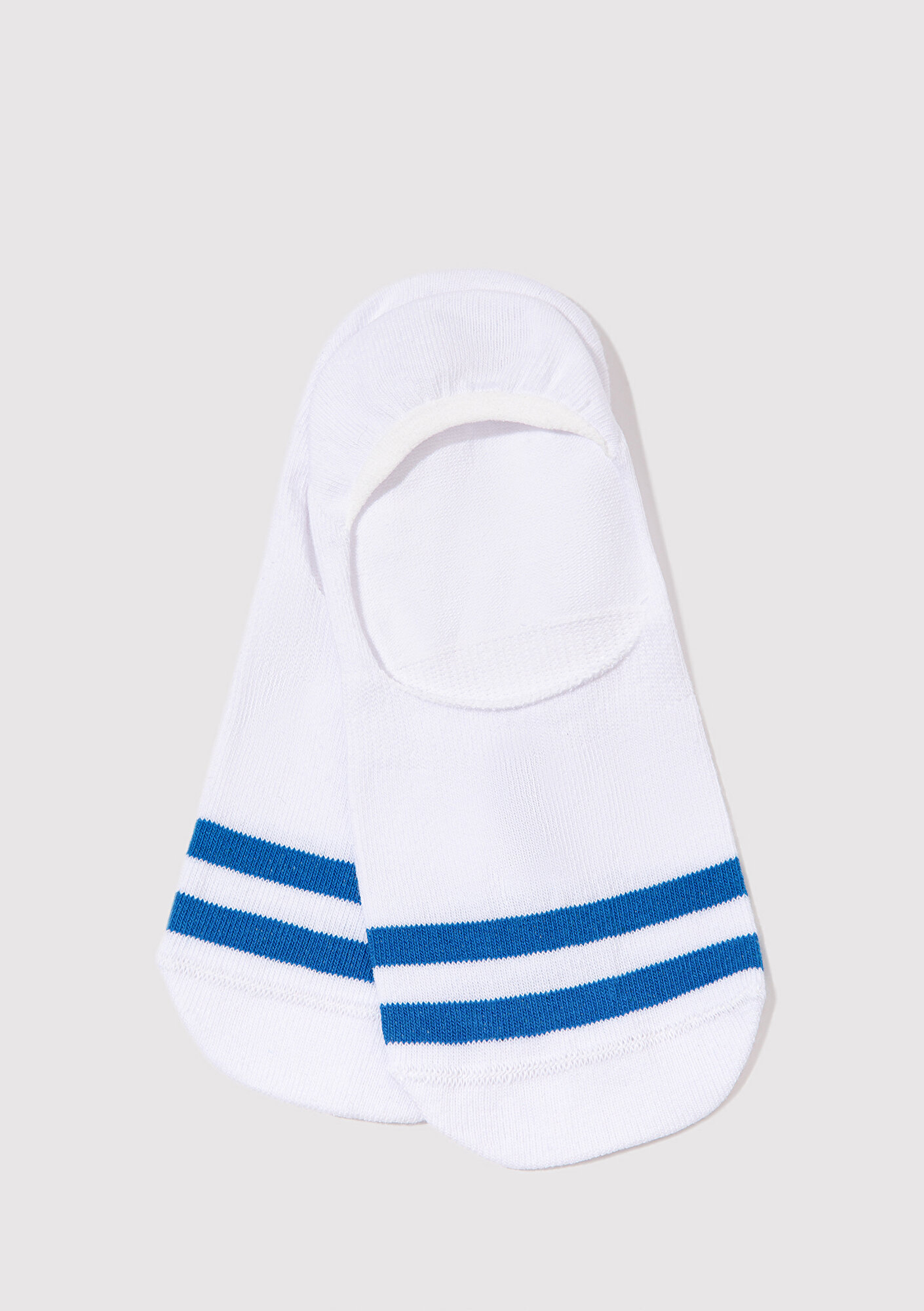  Mavi Çizgi Detaylı Beyaz Babet Çorap 0911124-620