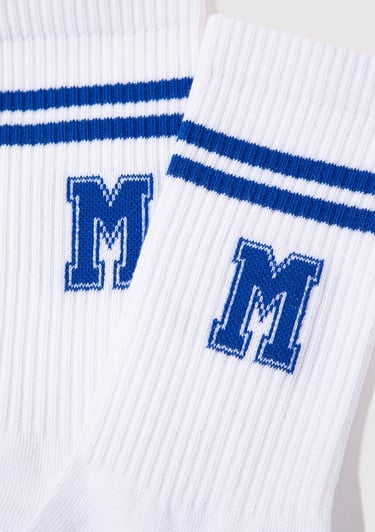 Mavi Mavi Logo Detaylı Beyaz Soket Çorap 0911108-620