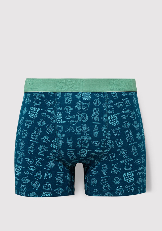  Mavi Baskılı Mavi Boxer 091119-71923