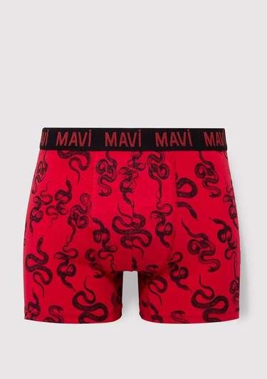  Mavi Yılan Baskılı Kırmızı Boxer 0911056-82677