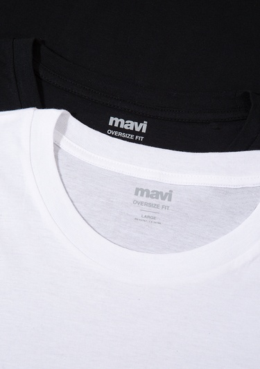  Mavi 2li Oversize Basic Tişört Oversize / Geniş Kesim 0612162-620