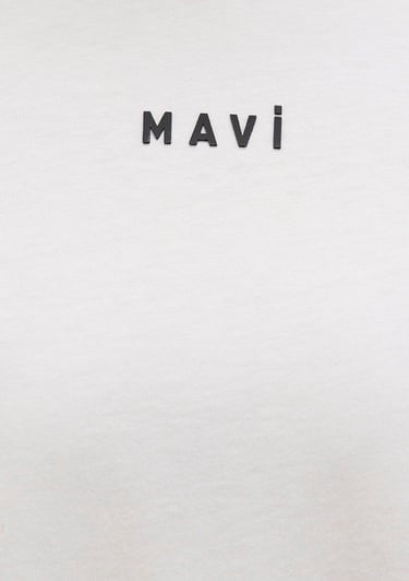  Mavi Mavi Logo Baskılı Beyaz Tişört Loose Fit / Bol Rahat Kesim 1612518-70057