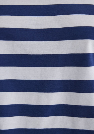  Mavi Miav Baskılı Çizgili Crop Tişört Crop / Kısa Kesim 1612456-87201