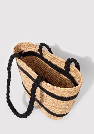  Mavi Siyah Çizgili Hasır Çanta 1912101-34523