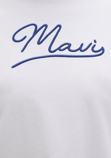  Mavi Mavi Nakışlı Beyaz Tişört Regular Fit / Normal Kesim 1612421-620