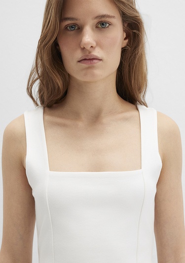  Mavi Kare Yaka Beyaz Crop Top Crop / Kısa Kesim 1612657-70057