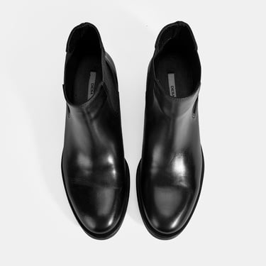  Kadın Siyah Lastikli Deri Chelsea Bot