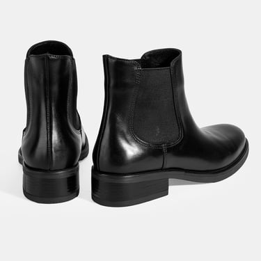  Kadın Siyah Lastikli Deri Chelsea Bot