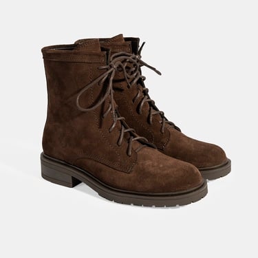  Kadın Kahve Bağcık Detaylı Süet Bot