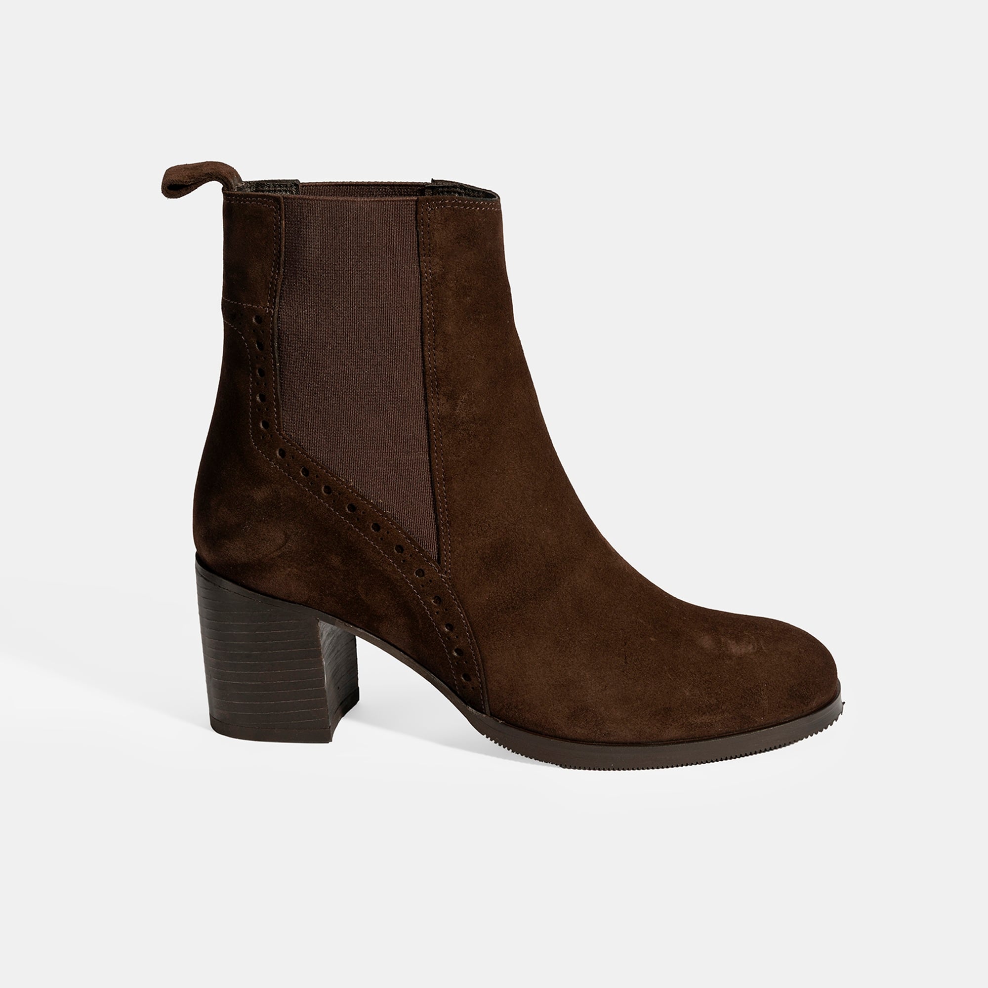 Kadın Kahve Lastikli Topuklu Süet Bot