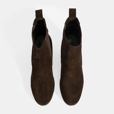  Kadın Kahve Lastikli Topuklu Süet Bot