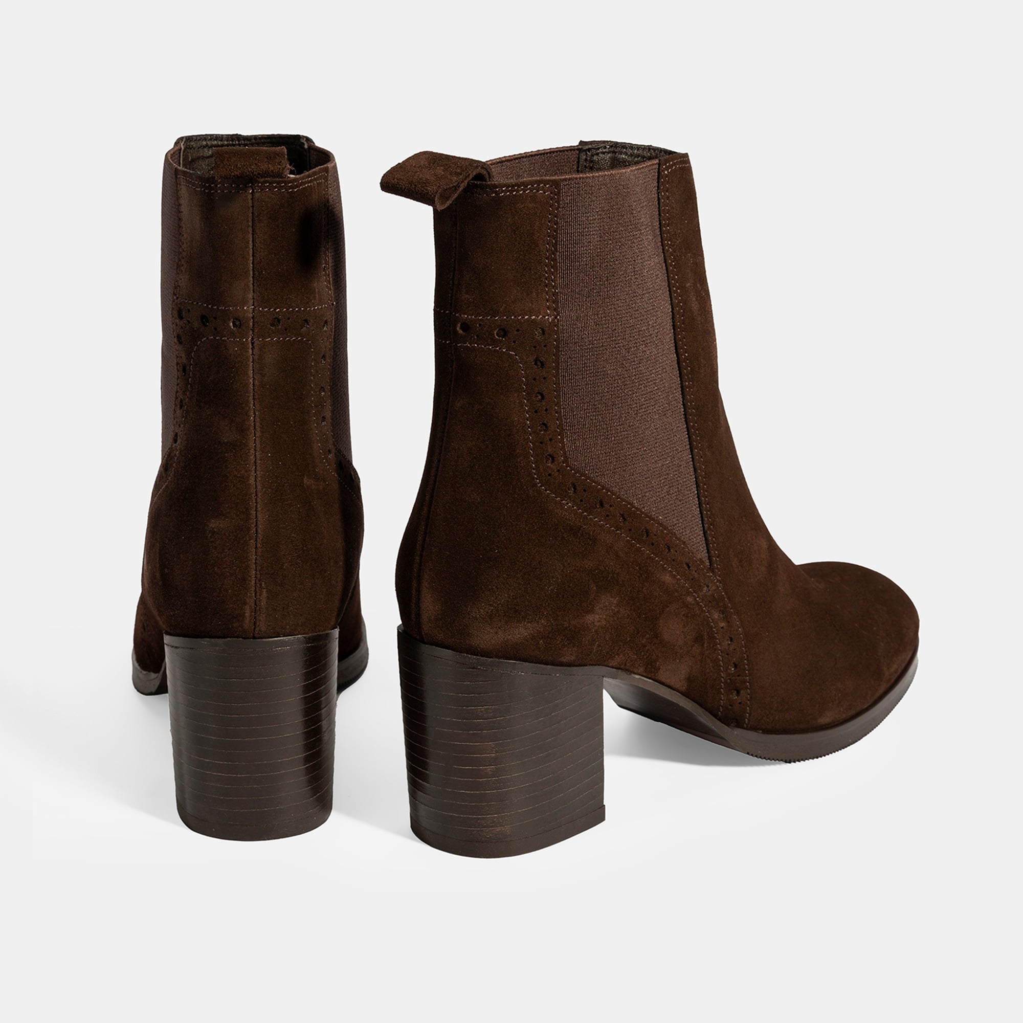 Kadın Kahve Lastikli Topuklu Süet Bot