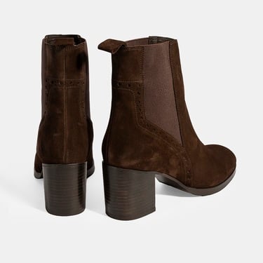  Kadın Kahve Lastikli Topuklu Süet Bot