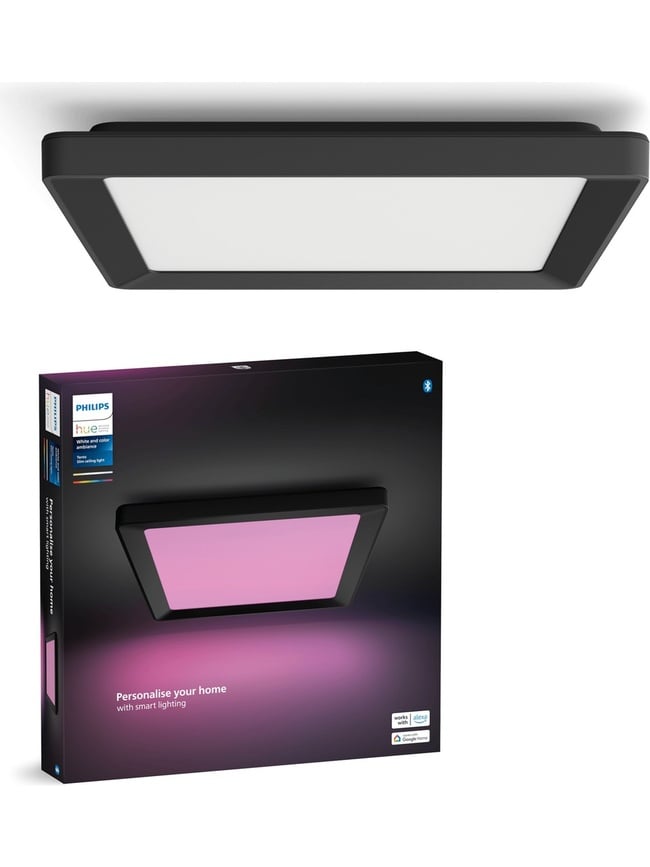  Philips Hue Tento Siyah Sıva Üstü RGB Akıllı LED Panel Tavan Armatürü 30x30cm 1340 Lumen