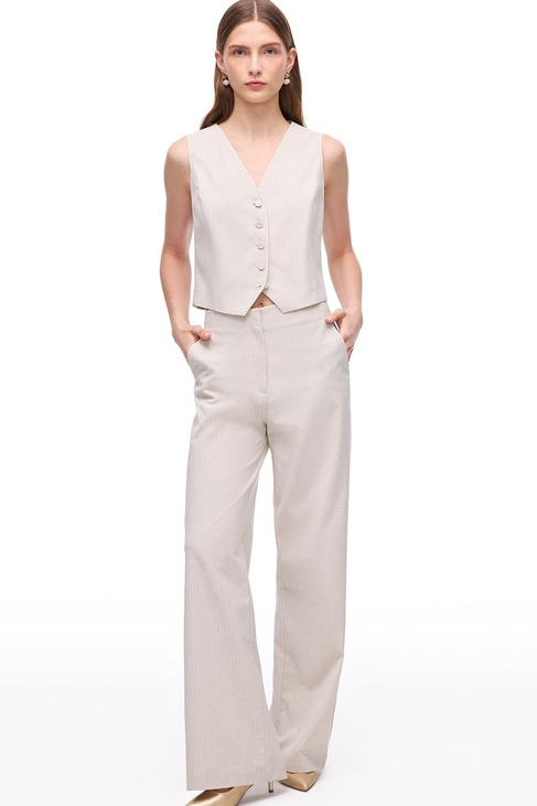  Çizgili V Yaka Yelek