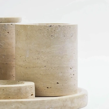  Qua Home Rizz Mermer 5'li Banyo Seti Bej