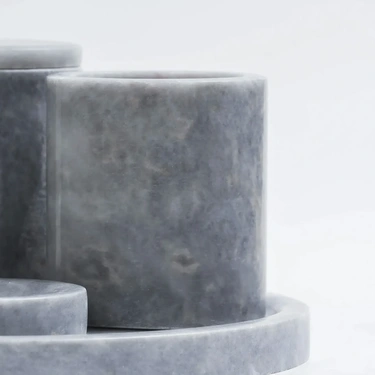  Qua Home Rizz Mermer 5' li Banyo Seti Gri