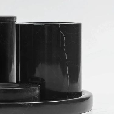  Qua Home Rizz Mermer 5' li Banyo Seti Siyah