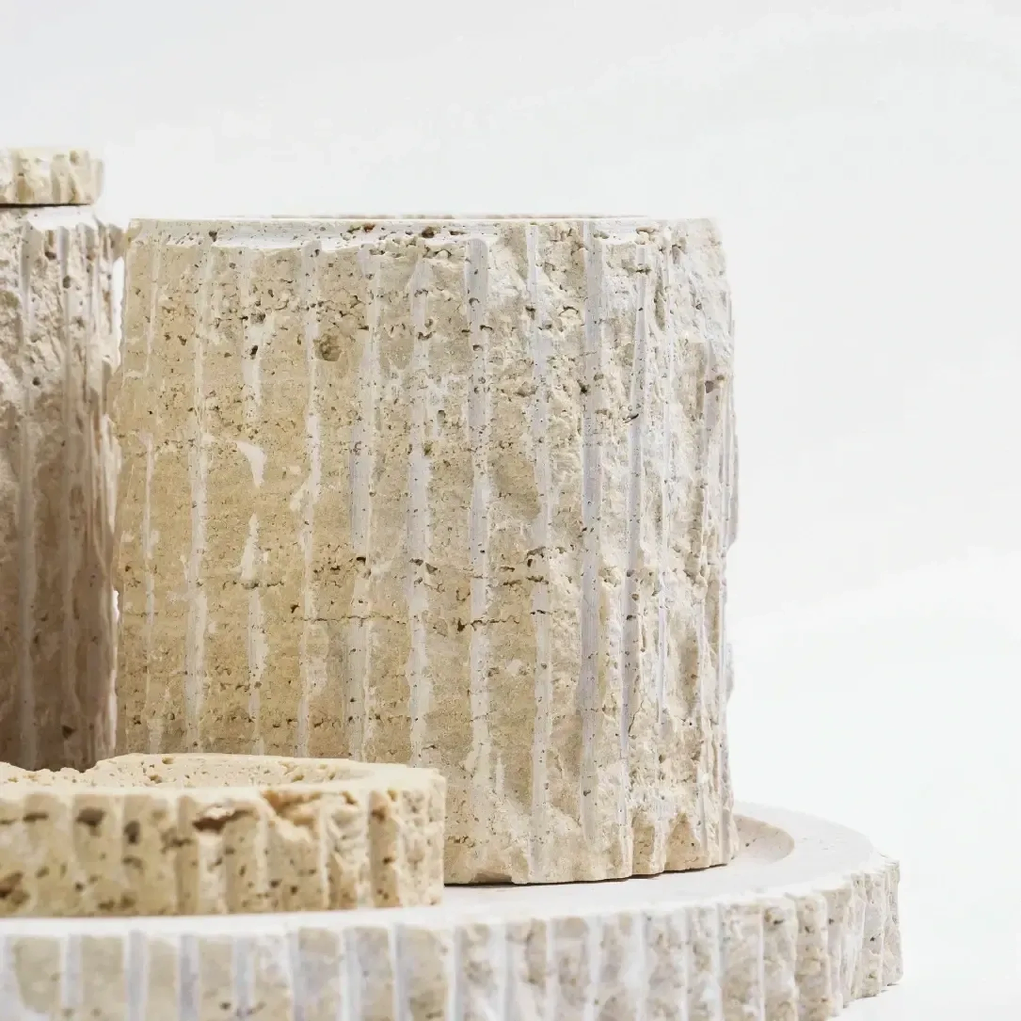 Qua Home Rizz Mermer 5' li Banyo Seti Traverten