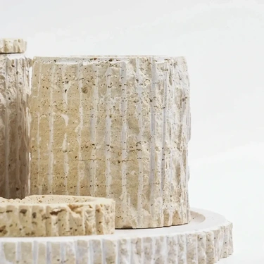  Qua Home Rizz Mermer 5' li Banyo Seti Traverten