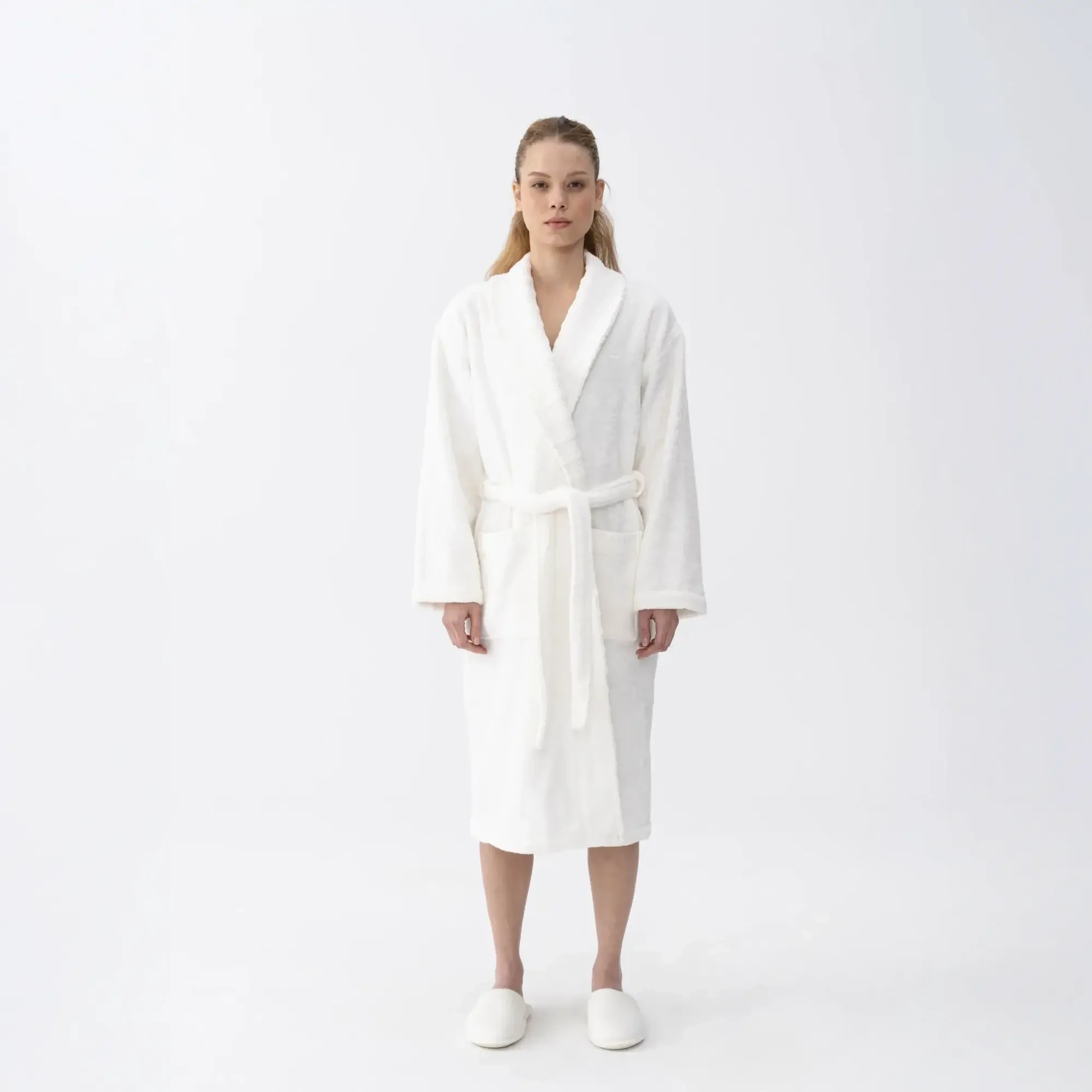 Qua Home Mauve Pima Pamuk Kadın Bornoz Beyaz