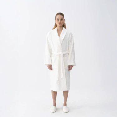  Qua Home Mauve Pima Pamuk Kadın Bornoz Beyaz