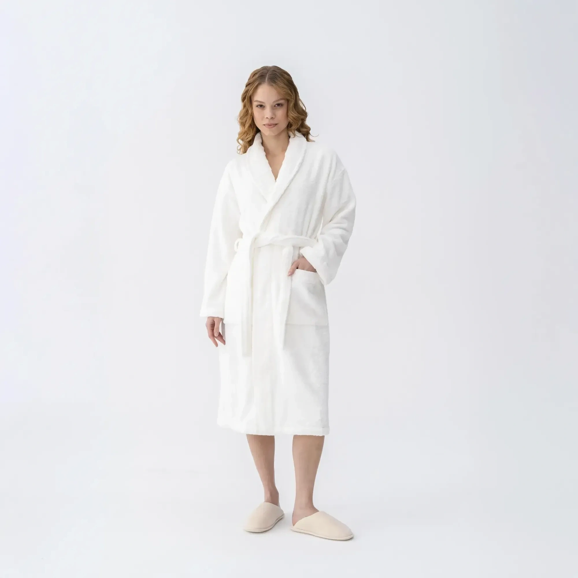 Qua Home Mauve Pima Pamuk Kadın Bornoz Beyaz