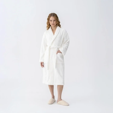  Qua Home Mauve Pima Pamuk Kadın Bornoz Beyaz