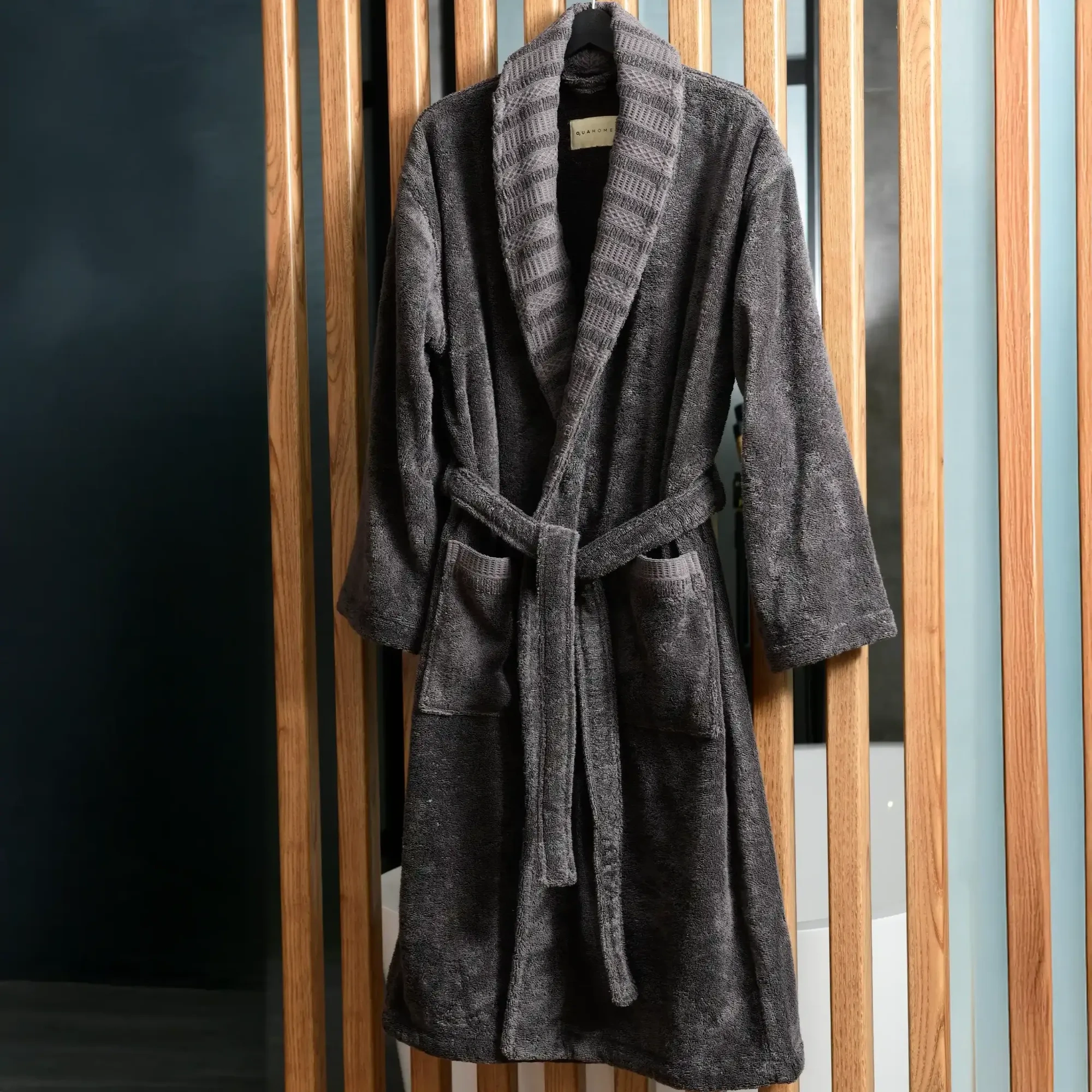 Qua Home Mauve Pima Pamuk Kadın Bornoz Antrasit