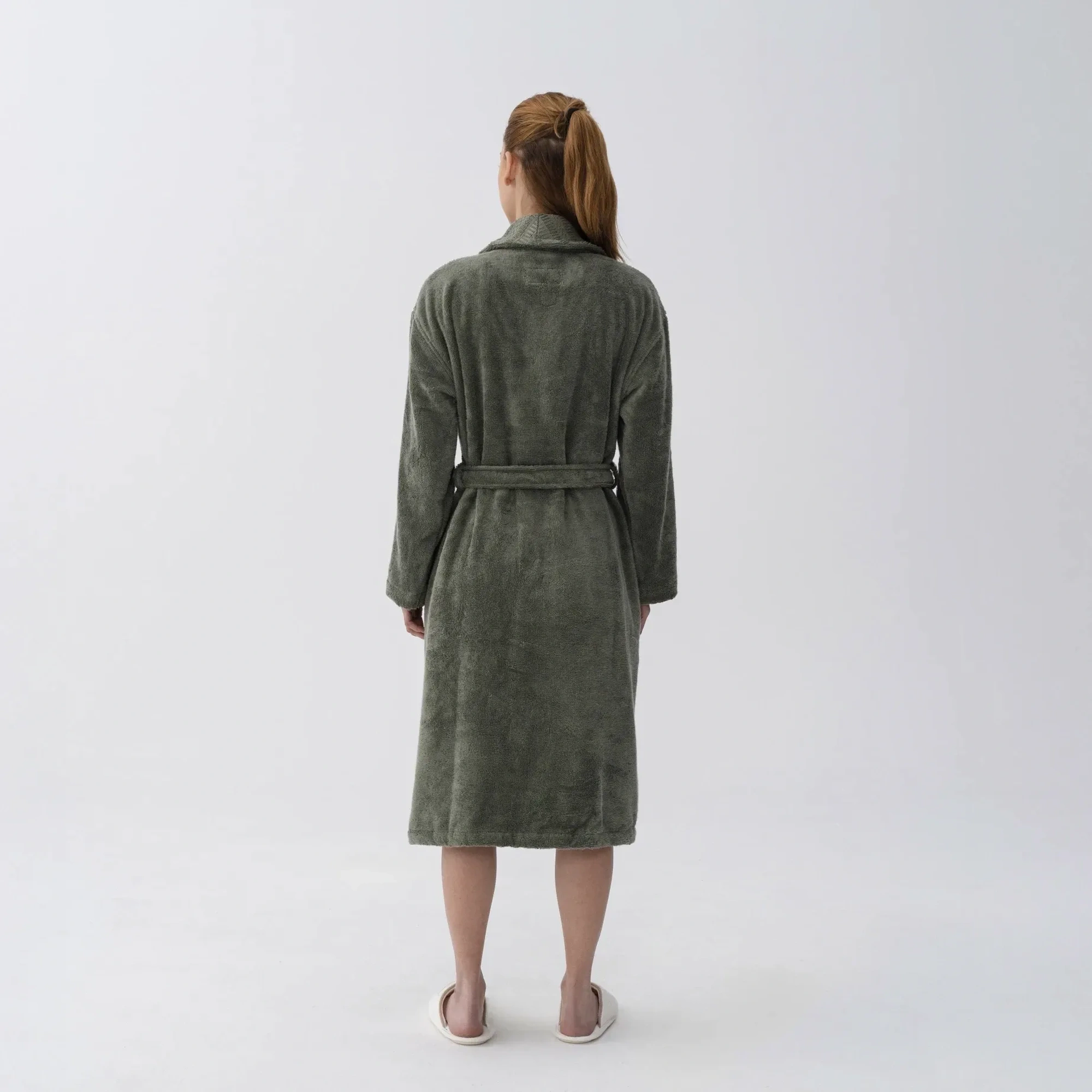 Qua Home Mauve Pima Pamuk Kadın Bornoz Haki