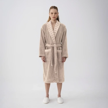  Qua Home Mauve Pima Pamuk Kadın Bornoz Kahverengi