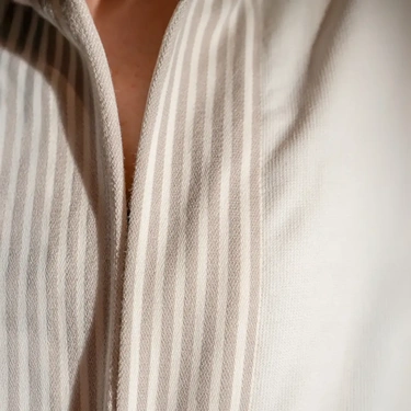  Qua Home Marin Kadın Bej Çizgili Bornoz