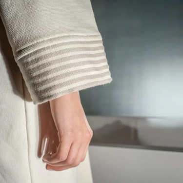  Qua Home Marin Kadın Bej Çizgili Bornoz