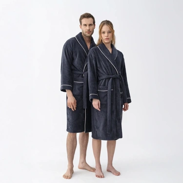  Qua Home Pansy Pima Pamuk Unisex Bornoz Antrasit