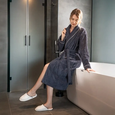  Qua Home Pansy Pima Pamuk Unisex Bornoz Antrasit