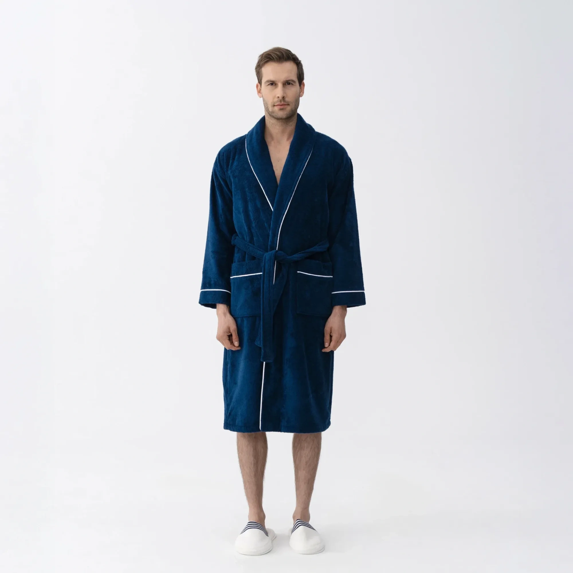 Qua Home Pansy Pima Pamuk Unisex Bornoz Lacivert