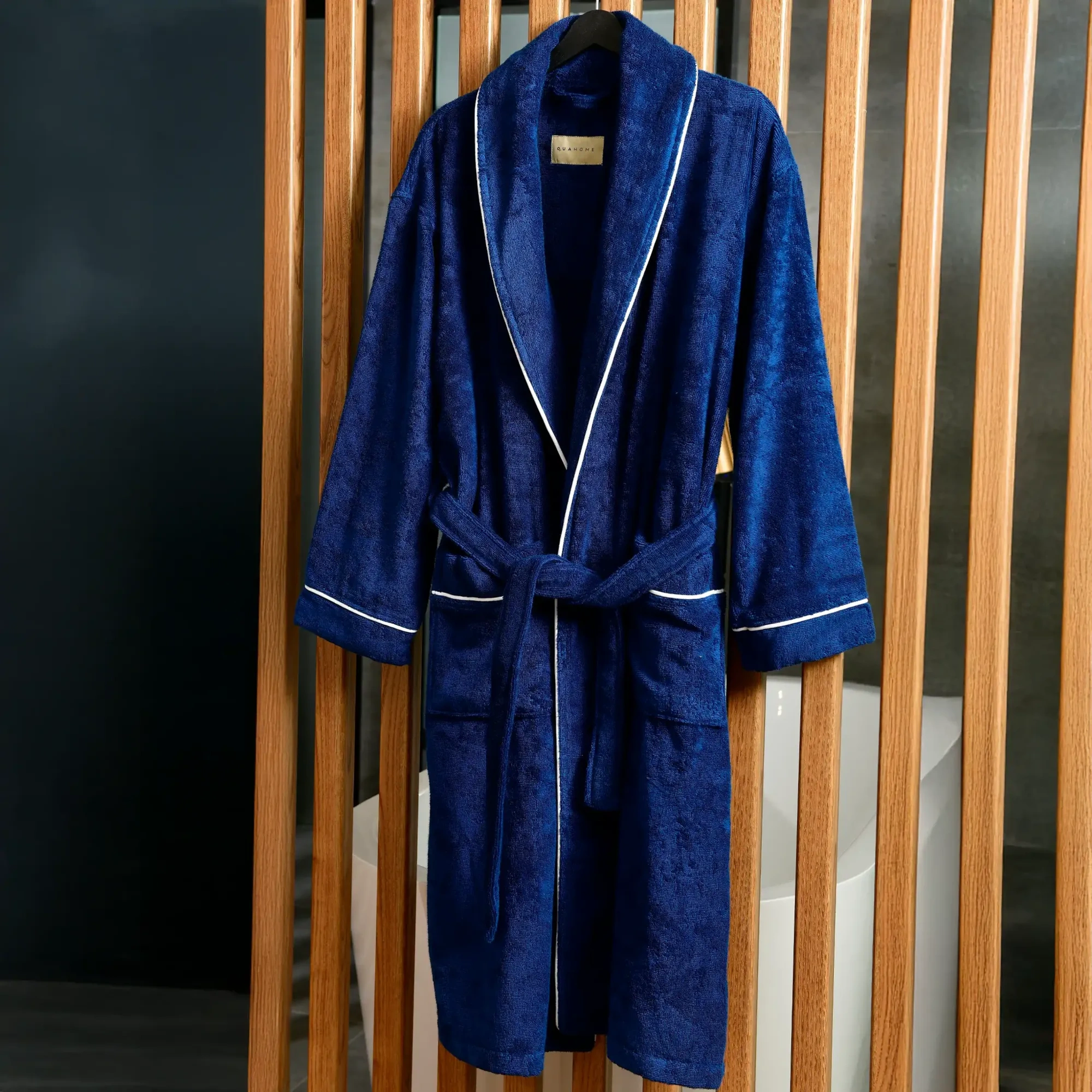 Qua Home Pansy Pima Pamuk Unisex Bornoz Lacivert