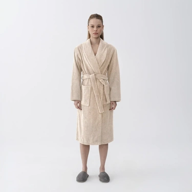  Qua Home Eclair Penye Pamuk Unisex Bornoz Bej