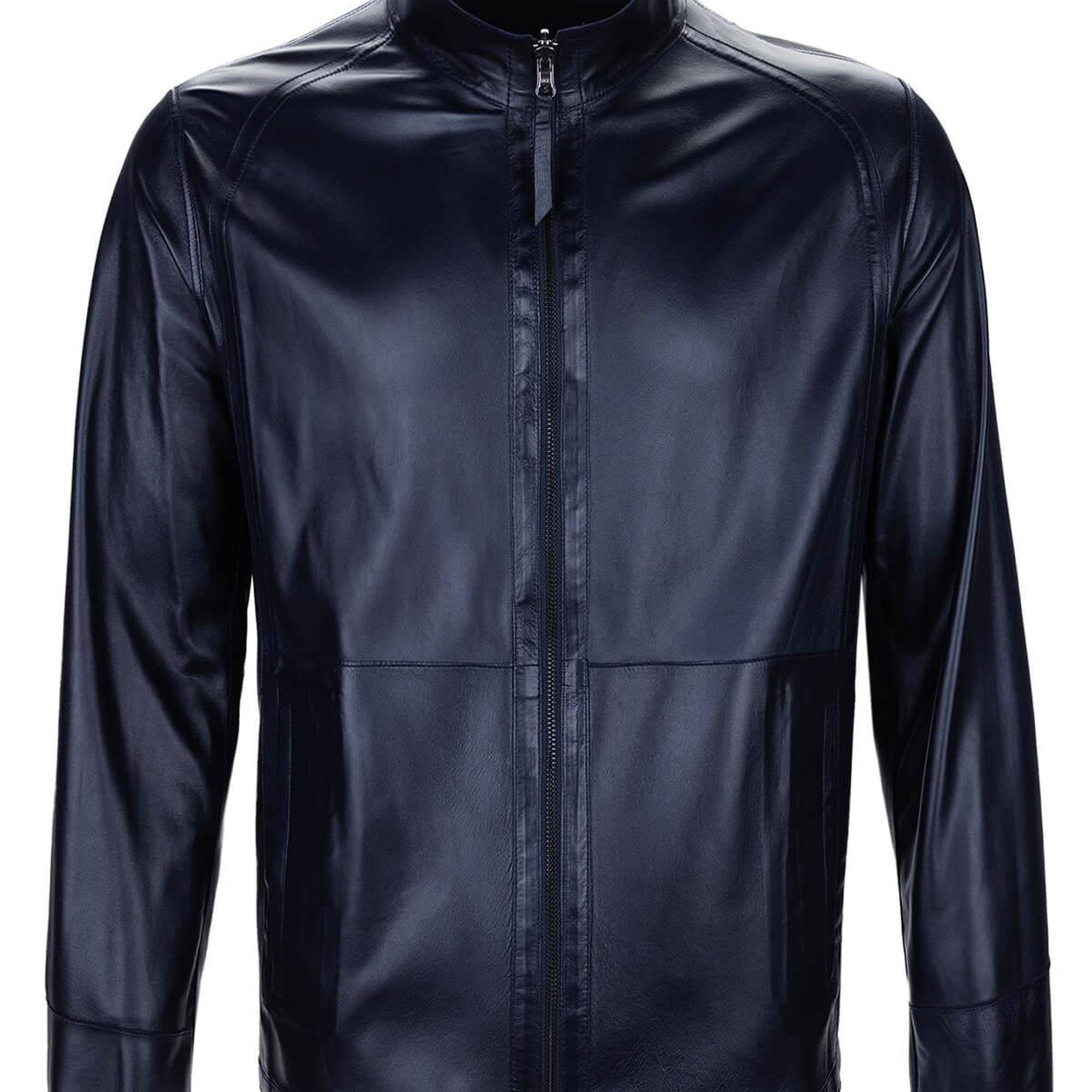 Tamer Tanca Erkek Hakiki Deri Lacivert Süet Deri Mont