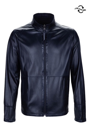  Tamer Tanca Erkek Hakiki Deri Lacivert Süet Deri Mont